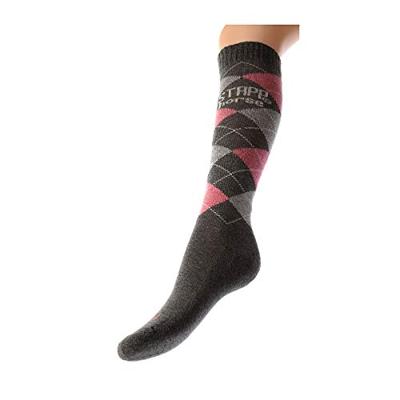 STAPP Horse Paardrijsokken Ruit Grijs / Roze / Fuchsia-39/42