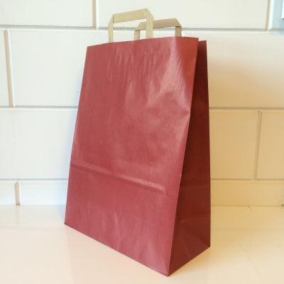 Draagtassen rood kraft 32/15x43cm 250st Draagtassen rood kraft 32/15x43cm 250st