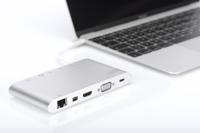DIGITUS USB-C Docking Station - 11 poorten - 1x HDMI, 1x mDP, 1x VGA (4K@30Hz) - 3x USB 3.0 / USB 2.0, 1x USB Type-C - RJ45 LAN, jack audio, kaartlezer - Zilver - thumbnail