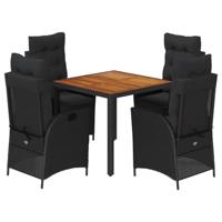 5-delige Tuinset met kussens poly rattan zwart - thumbnail