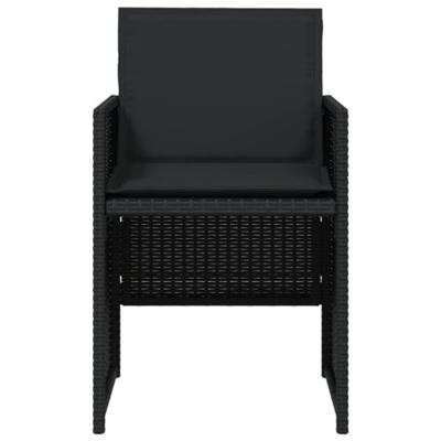 Tuinstoelen 4 st met kussens poly rattan zwart - thumbnail