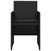 Tuinstoelen 4 st met kussens poly rattan zwart - thumbnail