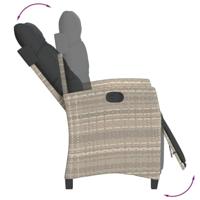 Tuinstoelen 2 st verstelbaar voetensteun poly rattan lichtgrijs - thumbnail