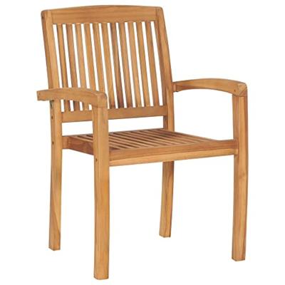 Tuinstoelen stapelbaar 2 st massief teakhout