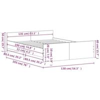 Bedframe met hoofd- en voeteneinde grijs sonoma 135x190 cm - thumbnail