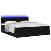 Ottoman bed met matrassen en LED's 160x200cm fluweel zwart - thumbnail