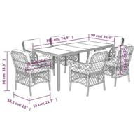 7-delige Tuinset met kussens poly rattan zwart - thumbnail