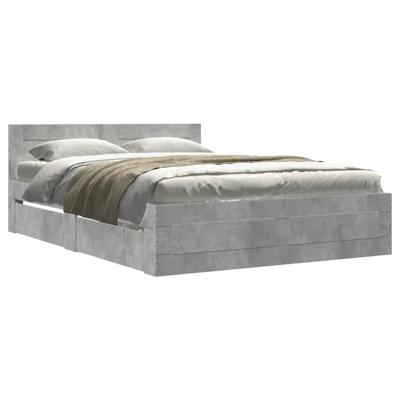 Bedframe met hoofdeinde bewerkt hout betongrijs 120x200 cm