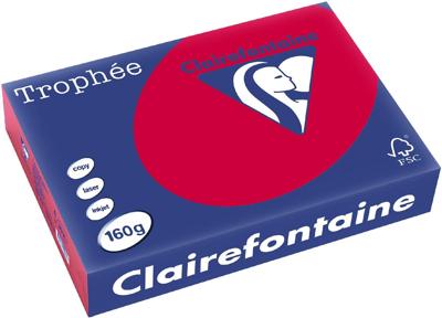 Clairefontaine Trophée Intens, gekleurd papier, A4, 160 g, 250 vel, kersenrood