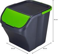 Recycling prullenbak Mondex Stack N' Sort Groen Grijs 25 L Met deksel 40 x 30 x 34 cm - thumbnail