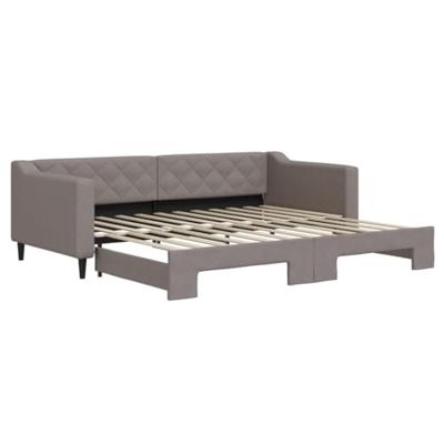 Slaapbank met onderschuifbed 90x200 cm stof taupe