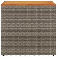 Tuinbijzettafel met houten blad 58x27,5x55 cm poly rattan grijs - thumbnail