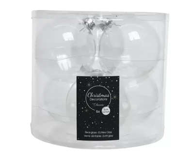 Decoris kerstballen Glas 6st transparant 8cm