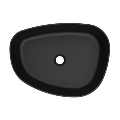 Arcqua Rocker waskom - 50x37x13cm - opbouw - rechts - organisch - cast marble zwart mat WAS123440