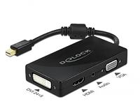 Delock 62073 Mini DisplayPort 1.2 Adapter naar VGA / HDMI / DVI / Audio female 4K Passief zwart - thumbnail