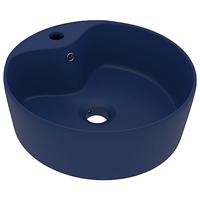 VidaXL Wastafel met overloop 36x13 cm keramiek mat donkerblauw - thumbnail