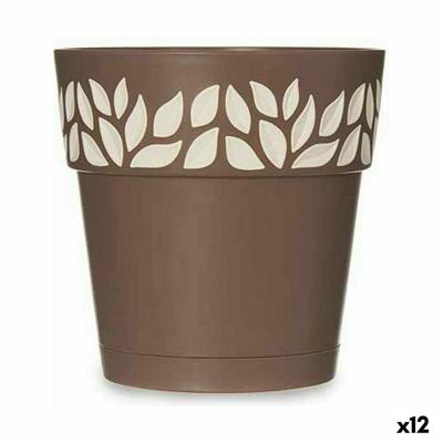 Zelfwaterende bloempot Stefanplast Cloe Bruin Plastic 15 x 15 x 15 cm (12 Stuks)