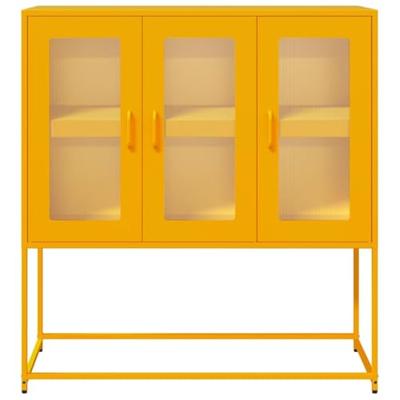 Dressoir 100,5x39x107 cm koudgewalst staal mosterdgeel