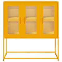 Dressoir 100,5x39x107 cm koudgewalst staal mosterdgeel - thumbnail