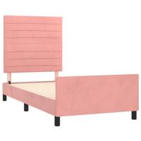 Bedframe met hoofdeinde fluweel roze 90x200 cm - thumbnail