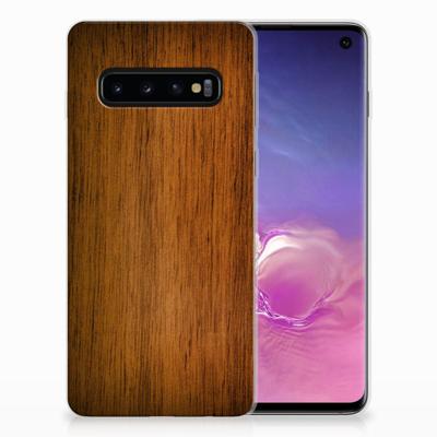 Samsung Galaxy S10 | Bumper Hoesje | Donker Hout