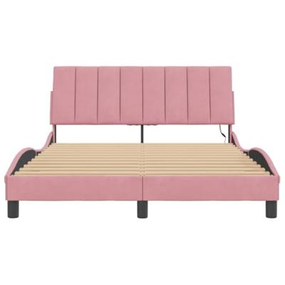 Bedframe met LED-verlichting fluweel roze 120x200 cm