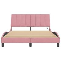 Bedframe met LED-verlichting fluweel roze 120x200 cm - thumbnail