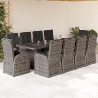 11-delige Tuinset met kussens poly rattan grijs - thumbnail