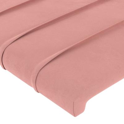 Hoofdbord met randen 83x16x118/128 cm fluweel roze