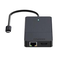 Rapoo USB-C Multiport Adapter, 12-in-1, grijs Desktop accessoire Zwart - thumbnail