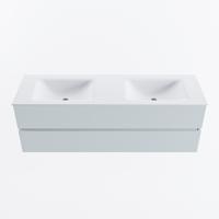 MONDIAZ VICA 150cm badmeubel onderkast Clay 2 lades. Wastafel CLOUD dubbel zonder kraangat, kleur Talc. - thumbnail