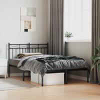 Bedframe met hoofdbord metaal zwart 120x200 cm - thumbnail