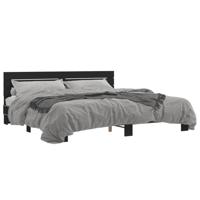 Bedframe bewerkt hout metaal zwart 200x200 cm - thumbnail
