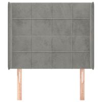 Hoofdbord met randen 83x16x118/128 cm fluweel lichtgrijs - thumbnail