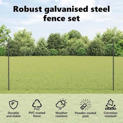 VidaXL Hek met paal grijs 1,2 x 10 m staal en pvc VidaXL Hek met paal grijs 1,2 x 10 m staal en pvc