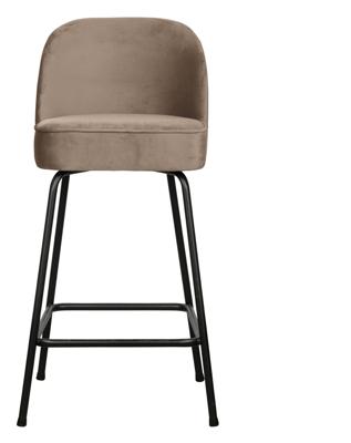 WOOOD Barstoel 'Vogue' Velvet, kleur Khaki (zithoogte 64cm)