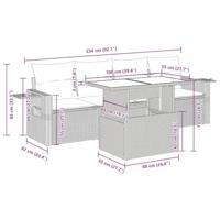 5-delige Loungeset met kussens poly rattan beige - thumbnail