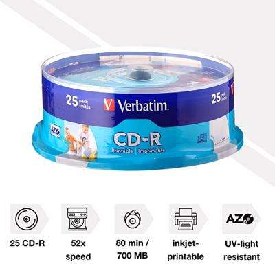 Verbatim 43439 CD-R disc 700 MB 25 stuk(s) Spindel Bedrukbaar
