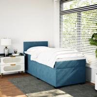 Boxspring met matras fluweel donkerblauw 100x200 cm - thumbnail