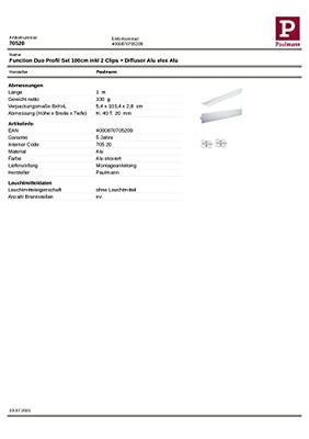 Paulmann 70520 Profieldiffusor Aluminium 1 set(s)