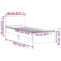 Bedframe met hoofdeinde en LED betongrijs 135x190 cm - thumbnail