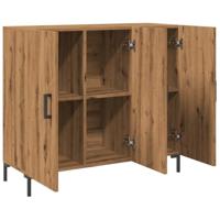Dressoir 90x34x80 cm bewerkt hout artisanaal eikenkleurig - thumbnail