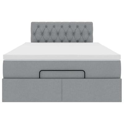 Ottoman bed met matras en LED's 120x200 cm stof lichtgrijs