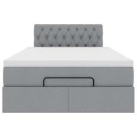 Ottoman bed met matras en LED's 120x200 cm stof lichtgrijs - thumbnail