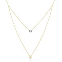 Elenza Goudkleurige Dubbele Ketting met Hamsa Hand en Zirkonia Steen - thumbnail