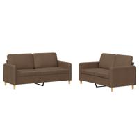 3-delige Loungeset met kussens stof bruin - thumbnail