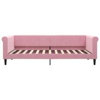 Slaapbank met matras 90x200 cm fluweel roze - thumbnail