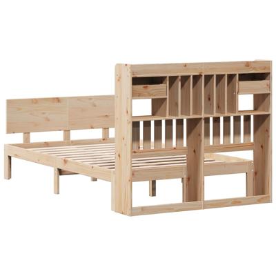 Bed met boekenkast zonder matras massief grenenhout 140x190 cm - thumbnail