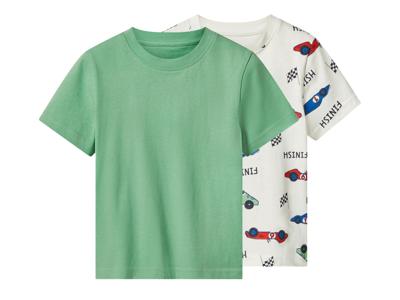 lupilu Set van 2 kinder T-shirts (Groen/wit, 98/104)