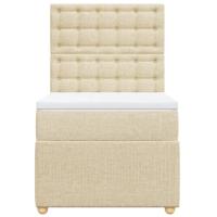 Boxspring met matras stof crèmekleurig 90x200 cm - thumbnail